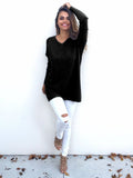 V-neck long sleeve thin sweater