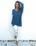 V-neck long sleeve thin sweater